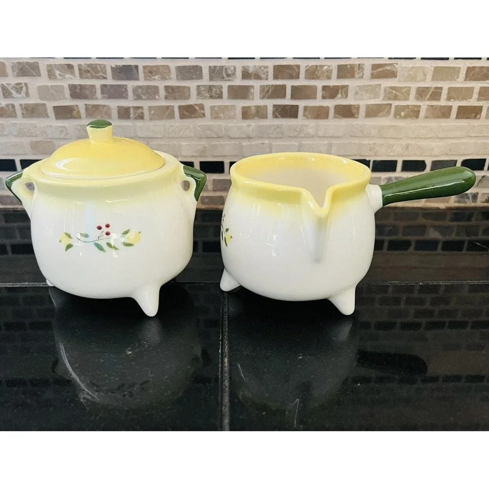 Vintage‎ Brock of California Sugar Bowl and Creamer Pottery Farmhouse Rooster